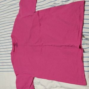 Hot Heathink Pink, lightly worn Fruit-Of-The-Loom t-shirt